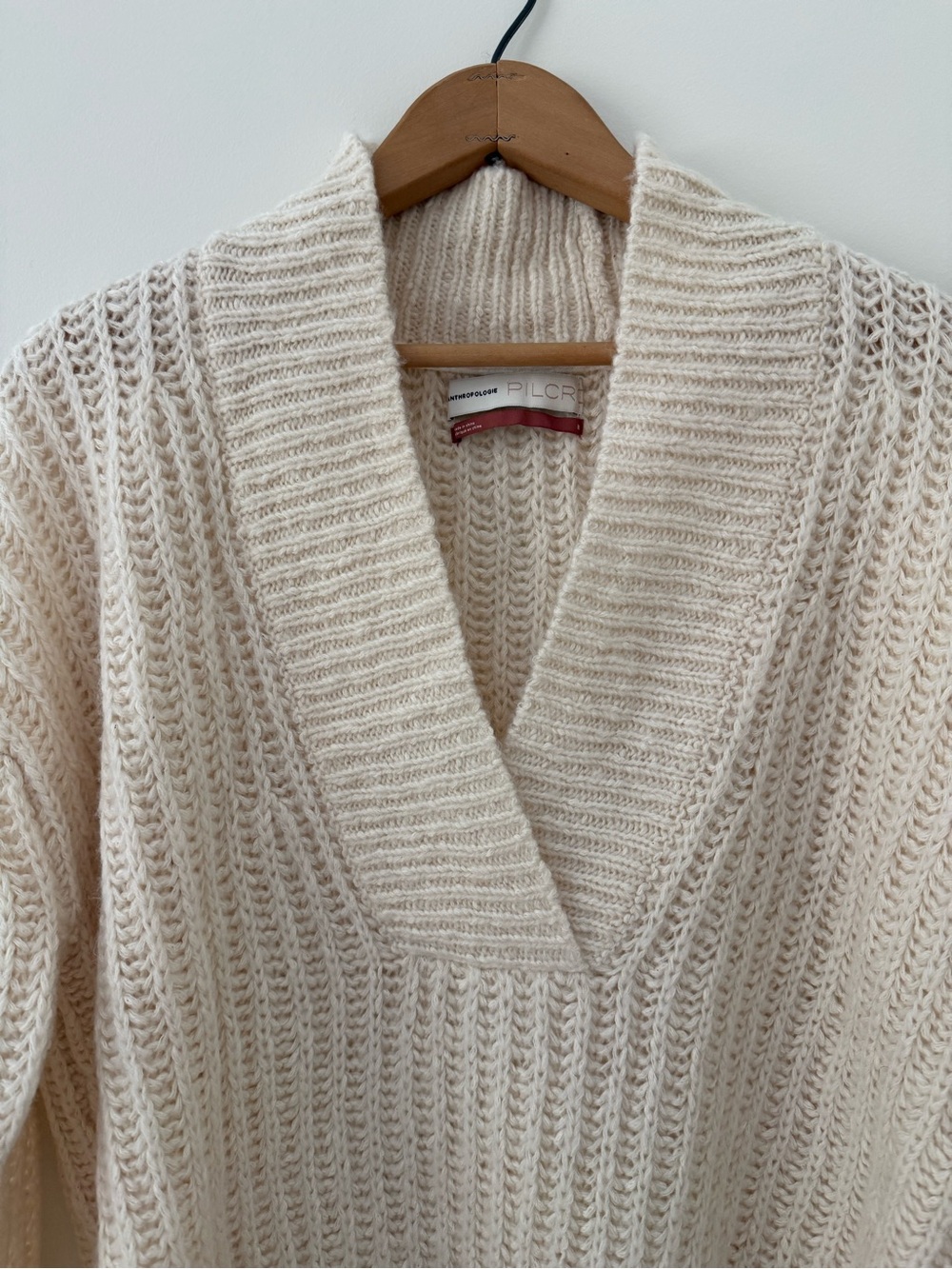 Anthropologie Pilcro Rib-Knit V-Neck Sweater